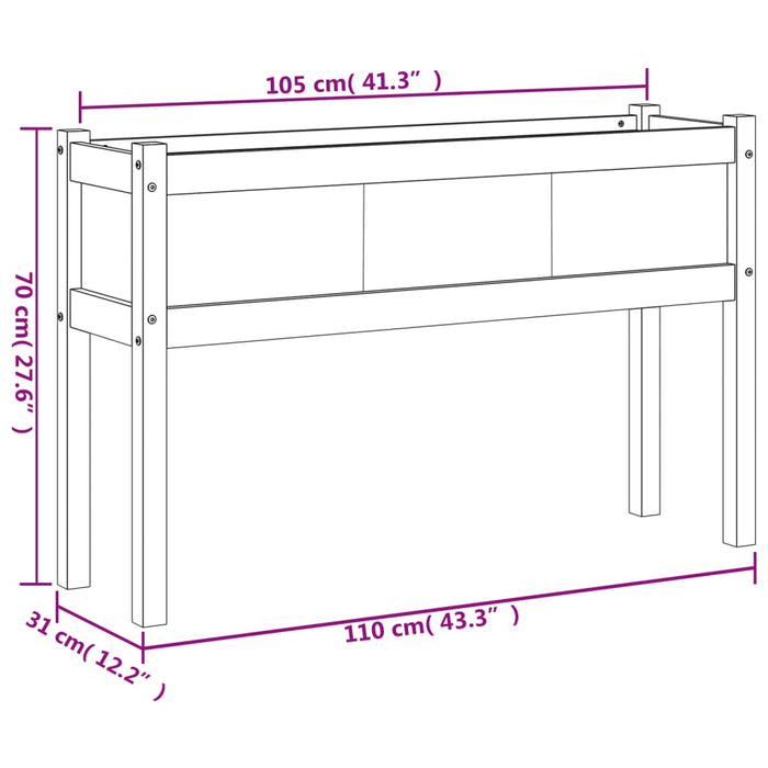 Jardinieră grădină cu picioare maro ceruit 110x31x70cm lemn pin - WALTI WALTI
