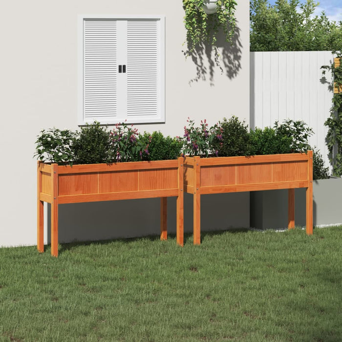 Jardiniere grădină cu picioare, 2 buc., maro ceruit, lemn pin - WALTI WALTI
