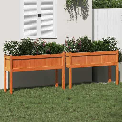 Jardiniere grădină cu picioare, 2 buc., maro ceruit, lemn pin - WALTI WALTI