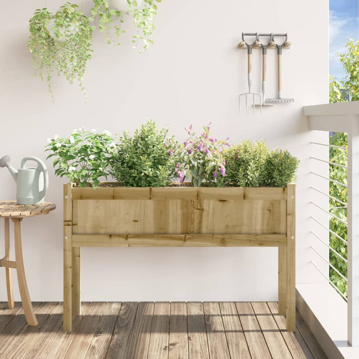 Jardinier de grădină cu picioare, 110x31x70 cm, lemn pin tratat - WALTI WALTI
