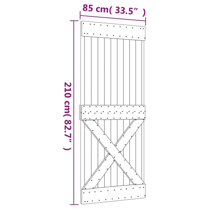 Ușă glisantă cu set de feronerie 85x210 cm, lemn masiv de pin - WALTI WALTI