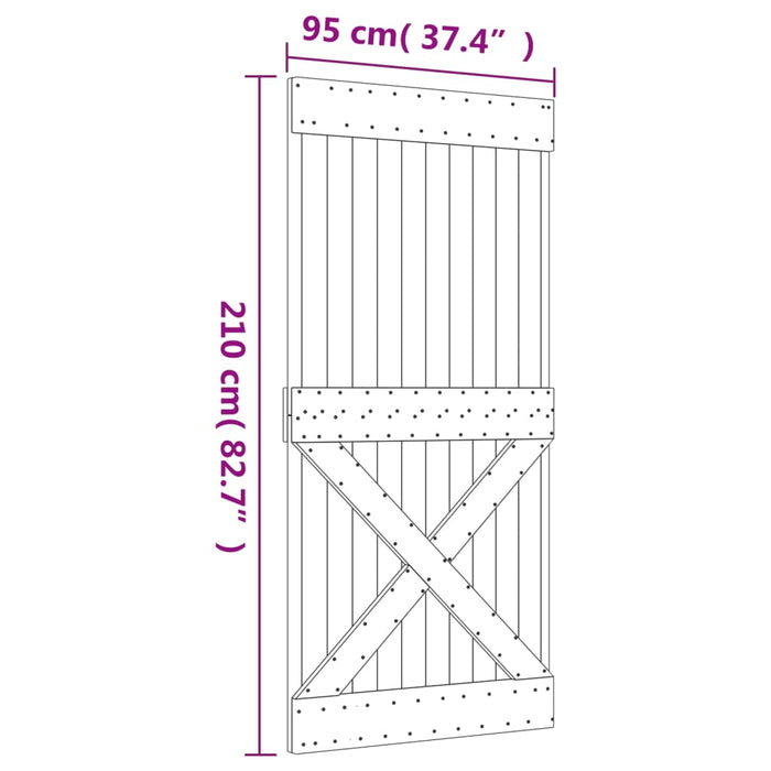 Ușă glisantă cu set de feronerie 95x210 cm, lemn masiv de pin - WALTI WALTI