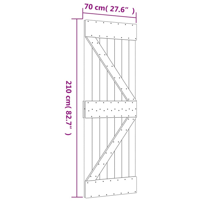 Ușă glisantă cu set de feronerie 70x210 cm, lemn masiv de pin - WALTI WALTI