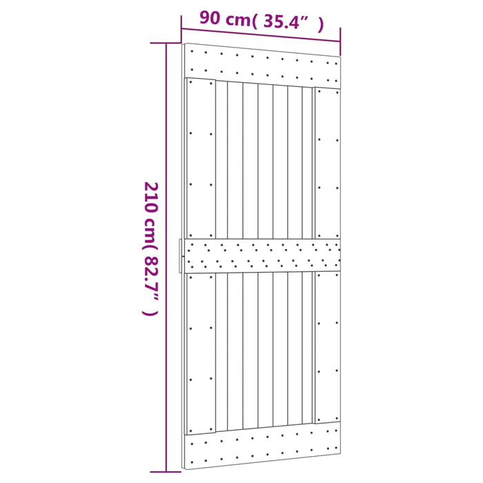 Ușă glisantă cu set feronerie, 90x210 cm, lemn masiv de pin - WALTI WALTI