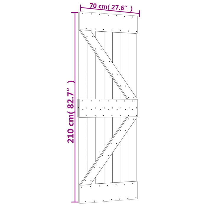 Ușă glisantă cu set de feronerie 70x210 cm, lemn masiv de pin - WALTI WALTI