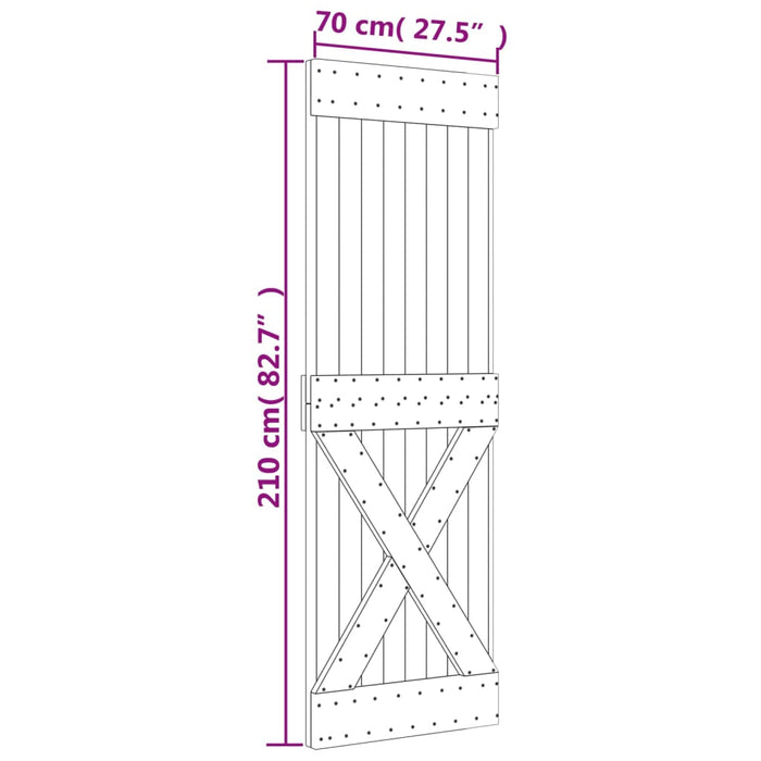 Ușă glisantă cu set de feronerie 70x210 cm, lemn masiv de pin - WALTI WALTI