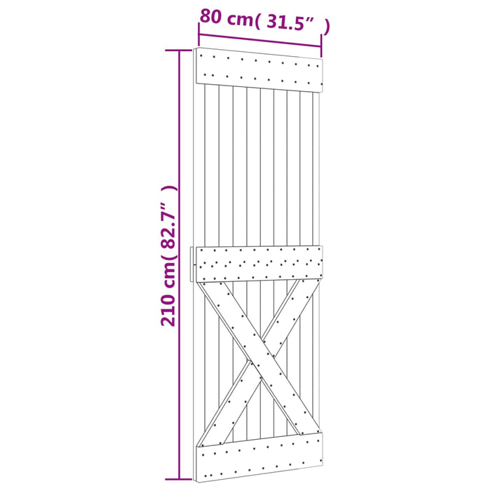 Ușă glisantă cu set de feronerie 80x210 cm, lemn masiv de pin - WALTI WALTI