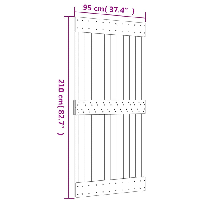 Ușă glisantă cu set de feronerie 95x210 cm, lemn masiv de pin - WALTI WALTI