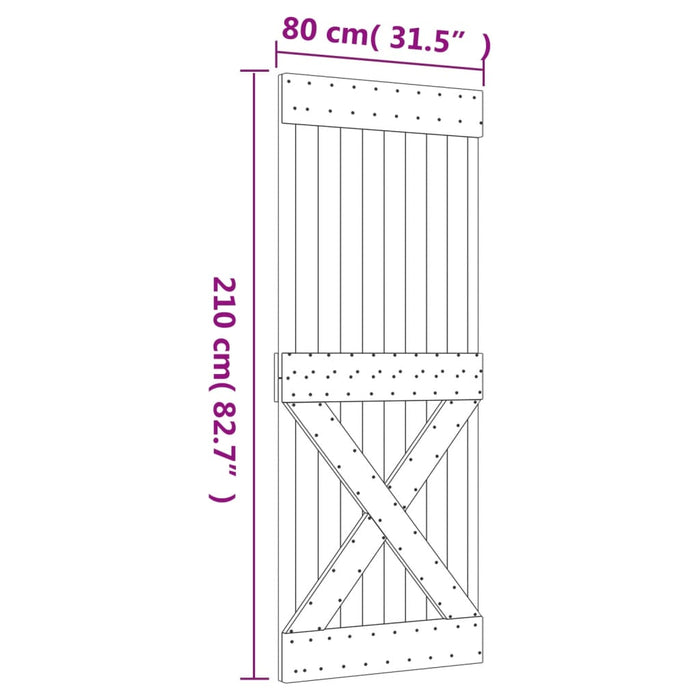 Ușă glisantă cu set de feronerie 80x210 cm, lemn masiv de pin - WALTI WALTI