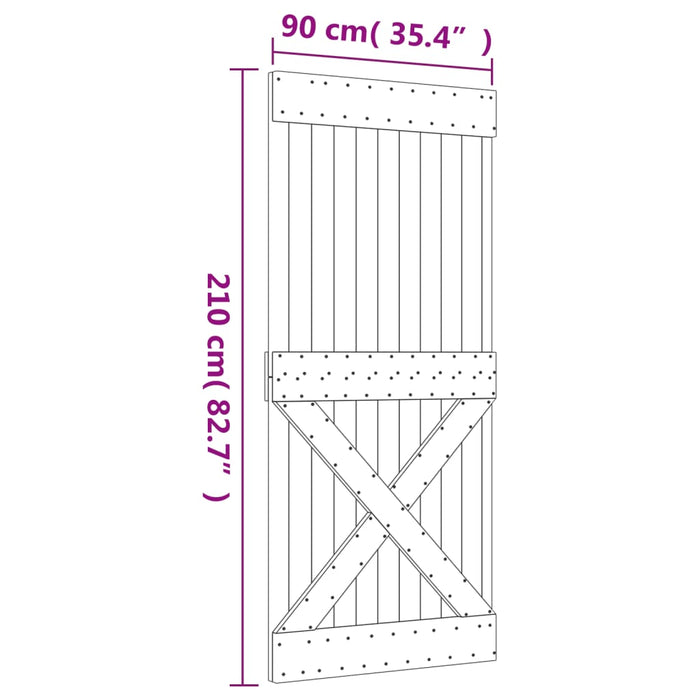 Ușă glisantă cu set feronerie, 90x210 cm, lemn masiv de pin - WALTI WALTI