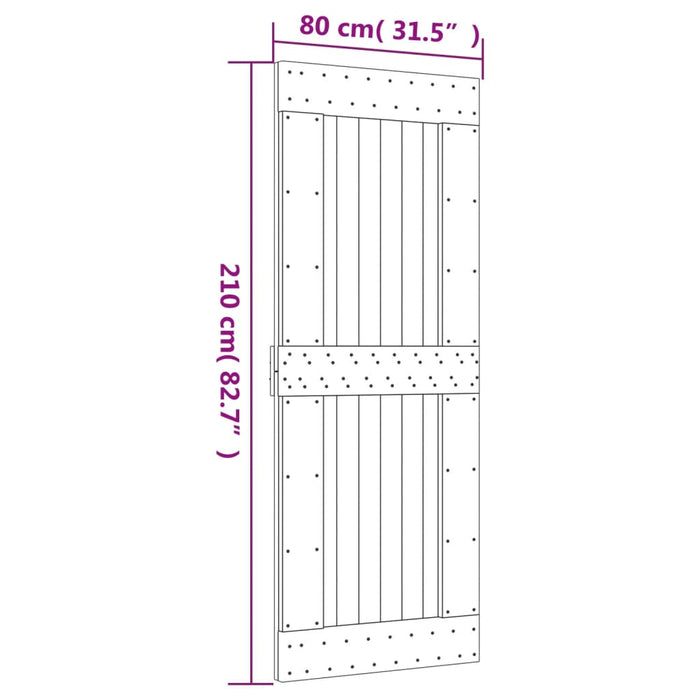 Ușă glisantă cu set de feronerie 80x210 cm, lemn masiv de pin - WALTI WALTI