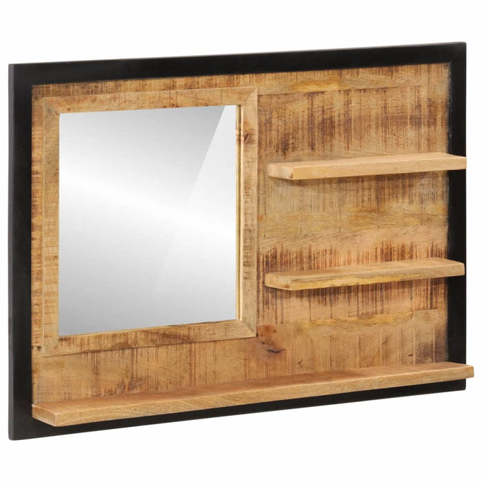 Oglindă cu rafturi 80x8x55 cm sticlă și lemn masiv de mango - WALTI WALTI