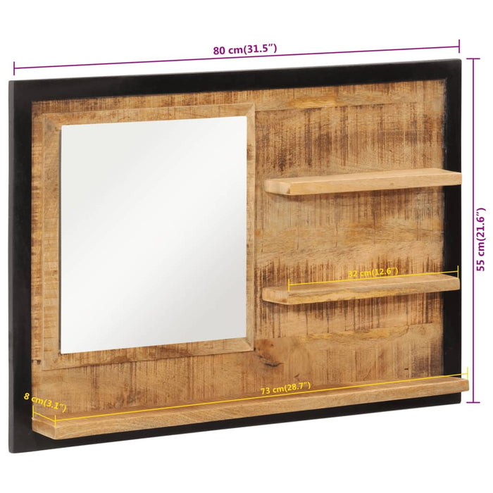 Oglindă cu rafturi 80x8x55 cm sticlă și lemn masiv de mango - WALTI WALTI