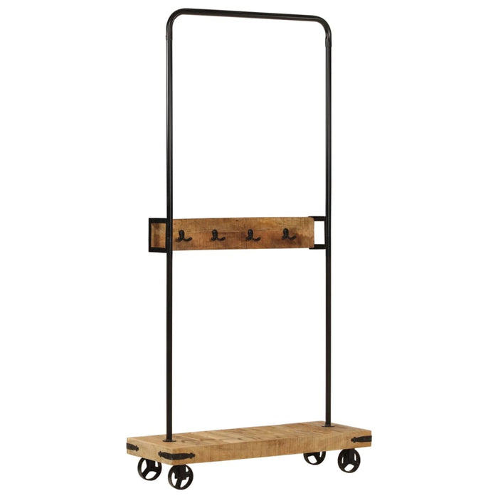 Suport pentru haine cu roți 90x35x190cm lemn masiv mango & fier - WALTI WALTI