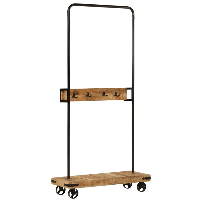 Suport pentru haine cu roți 90x35x190cm lemn masiv mango & fier - WALTI WALTI