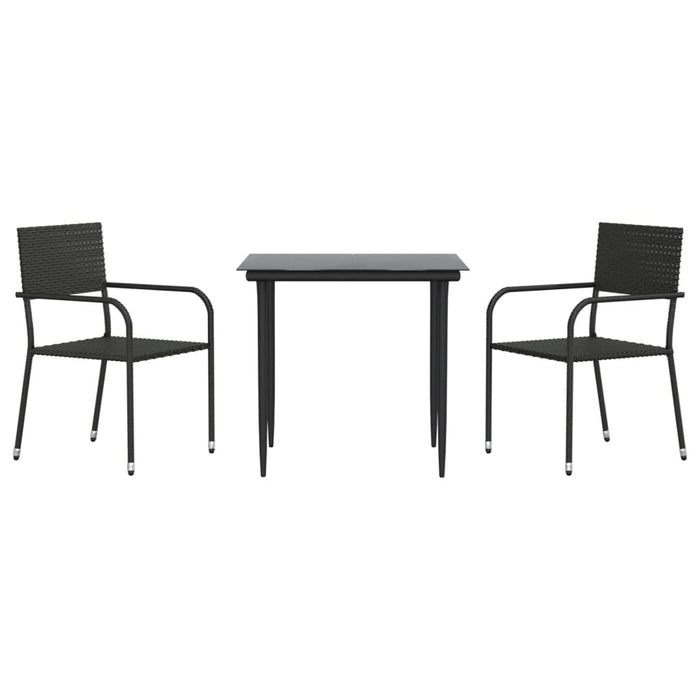 Set mobilier de grădină, 3 piese, negru, poliratan și oțel - WALTI WALTI