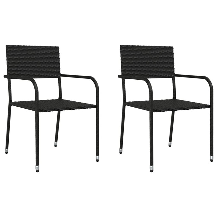 Set mobilier de grădină, 3 piese, negru, poliratan și oțel - WALTI WALTI
