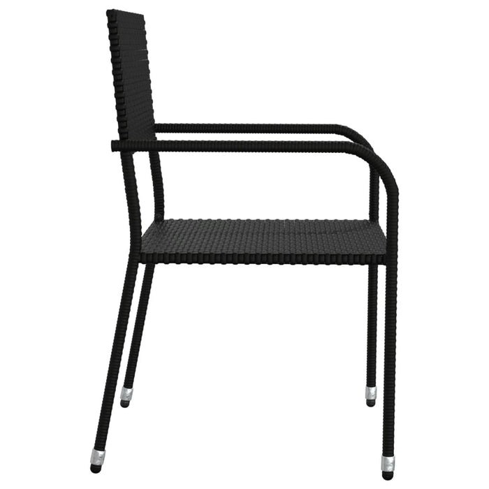Set mobilier de grădină, 3 piese, negru, poliratan și oțel - WALTI WALTI