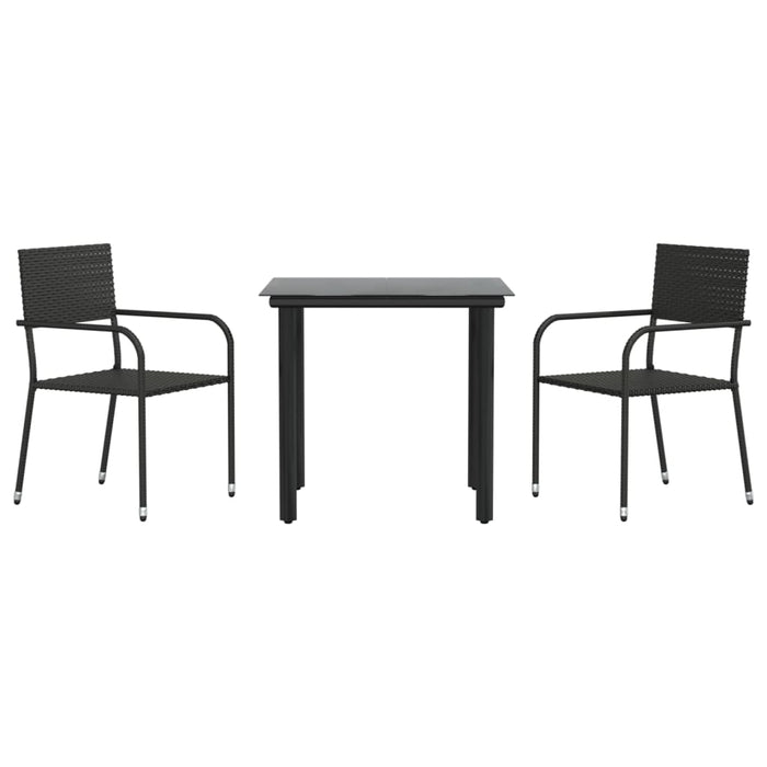 Set mobilier de grădină, 3 piese, negru, poliratan și oțel - WALTI WALTI