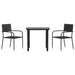Set mobilier de grădină, 3 piese, negru, poliratan și oțel - WALTI WALTI