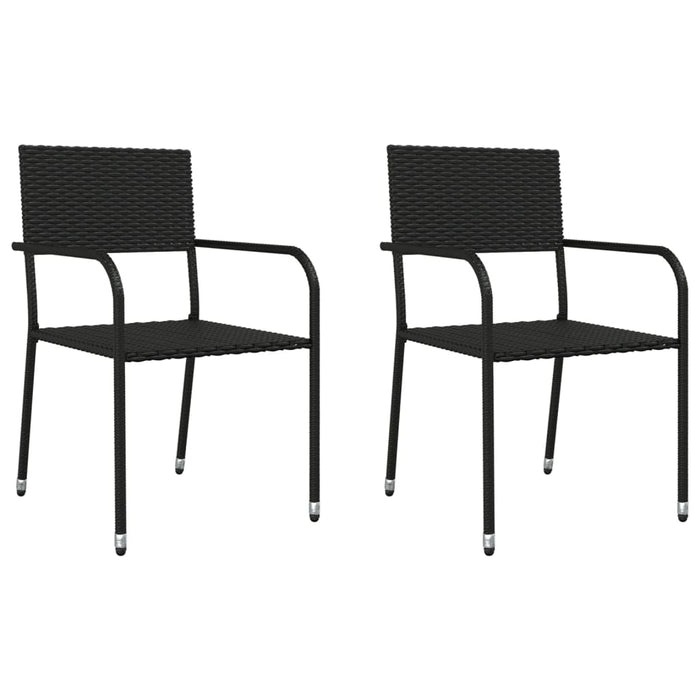 Set mobilier de grădină, 3 piese, negru, poliratan și oțel - WALTI WALTI