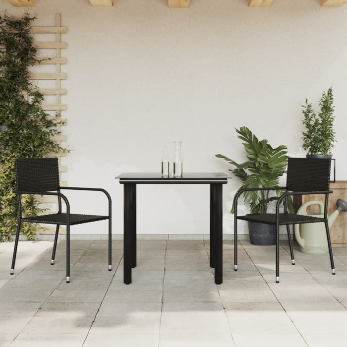 Set mobilier de grădină, 3 piese, negru, poliratan și oțel - WALTI WALTI