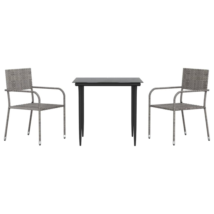 Set mobilier de grădină, 3 piese, gri&negru, poliratan și oțel - WALTI WALTI