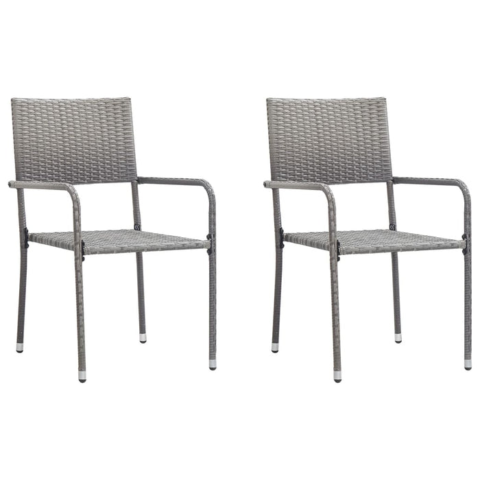 Set mobilier de grădină, 3 piese, gri&negru, poliratan și oțel - WALTI WALTI