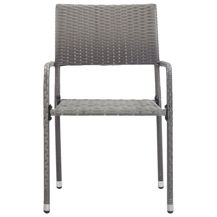 Set mobilier de grădină, 3 piese, gri&negru, poliratan și oțel - WALTI WALTI