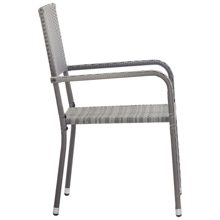 Set mobilier de grădină, 3 piese, gri&negru, poliratan și oțel - WALTI WALTI