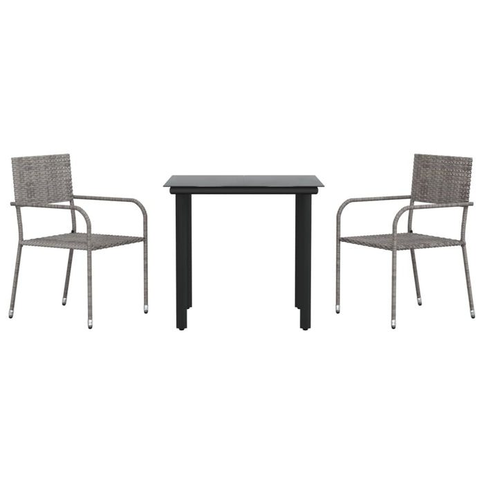 Set mobilier de grădină, 3 piese, gri&negru, poliratan și oțel - WALTI WALTI