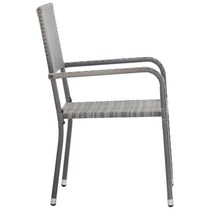 Set mobilier de grădină, 3 piese, gri&negru, poliratan și oțel - WALTI WALTI