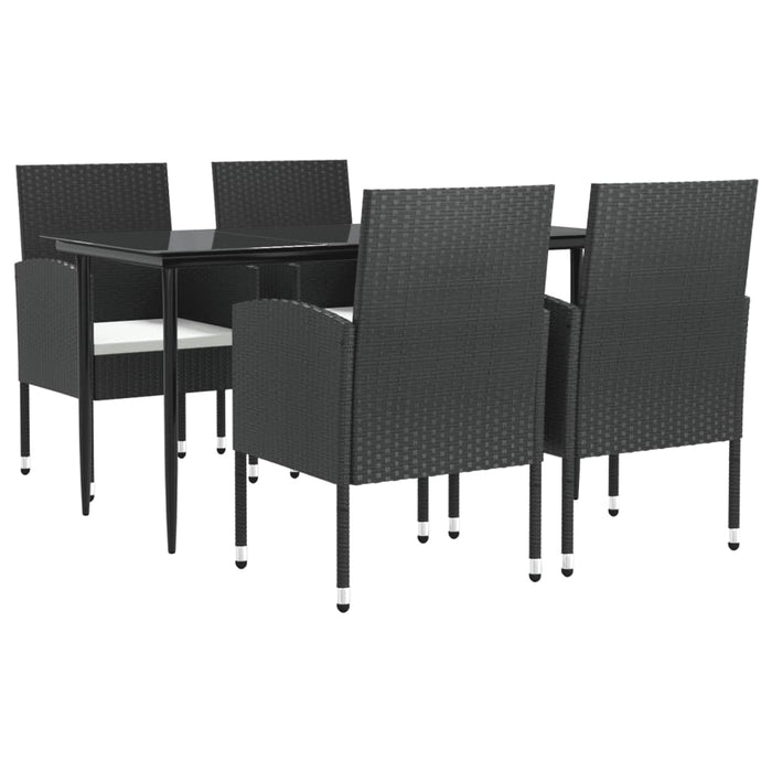 Set mobilier de grădină, 5 piese, negru, poliratan și oțel WALTI