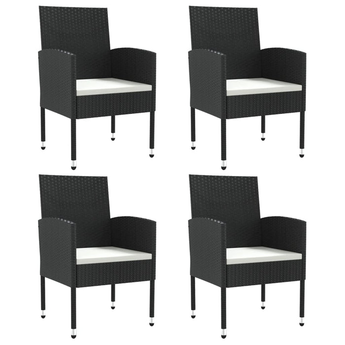 Set mobilier de grădină, 5 piese, negru, poliratan și oțel WALTI