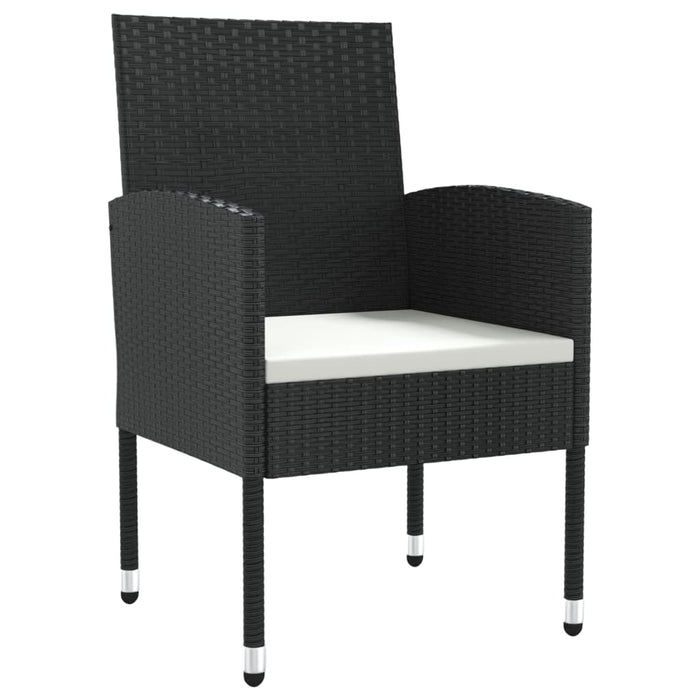 Set mobilier de grădină, 5 piese, negru, poliratan și oțel WALTI