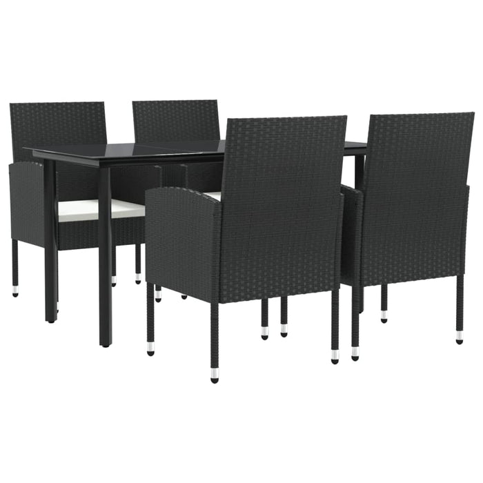 Set mobilier de grădină, 5 piese, negru, poliratan și oțel WALTI