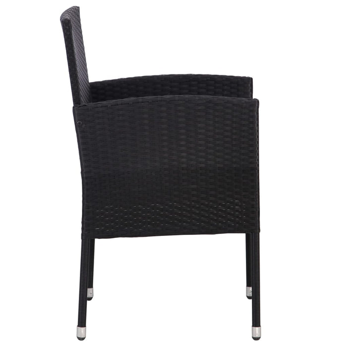 Set mobilier de grădină, 5 piese, negru, poliratan și oțel WALTI