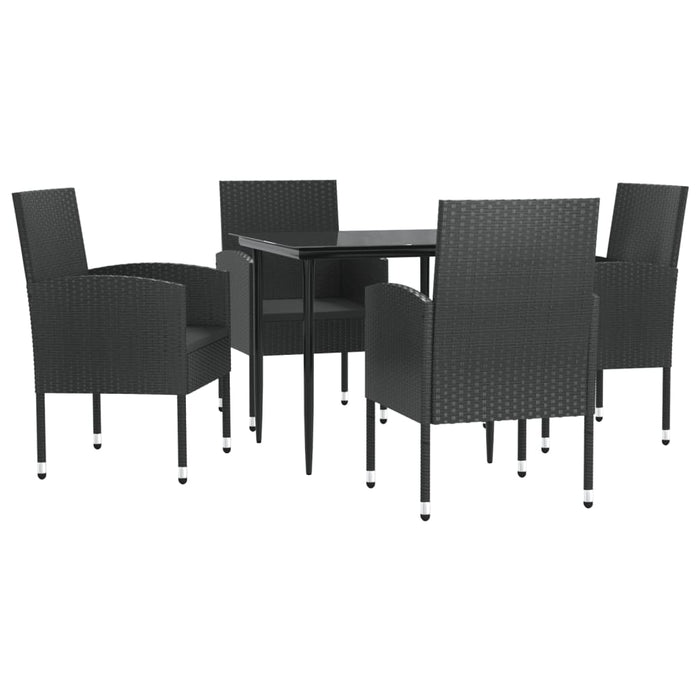 Set mobilier de grădină, 5 piese, negru, poliratan și oțel WALTI