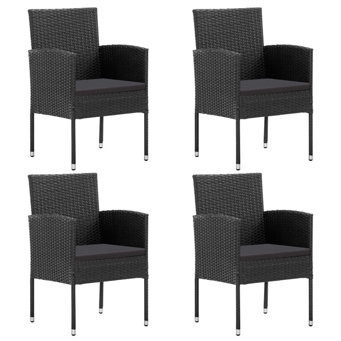 Set mobilier de grădină, 5 piese, negru, poliratan și oțel WALTI