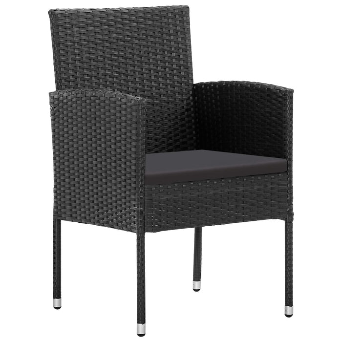 Set mobilier de grădină, 5 piese, negru, poliratan și oțel WALTI