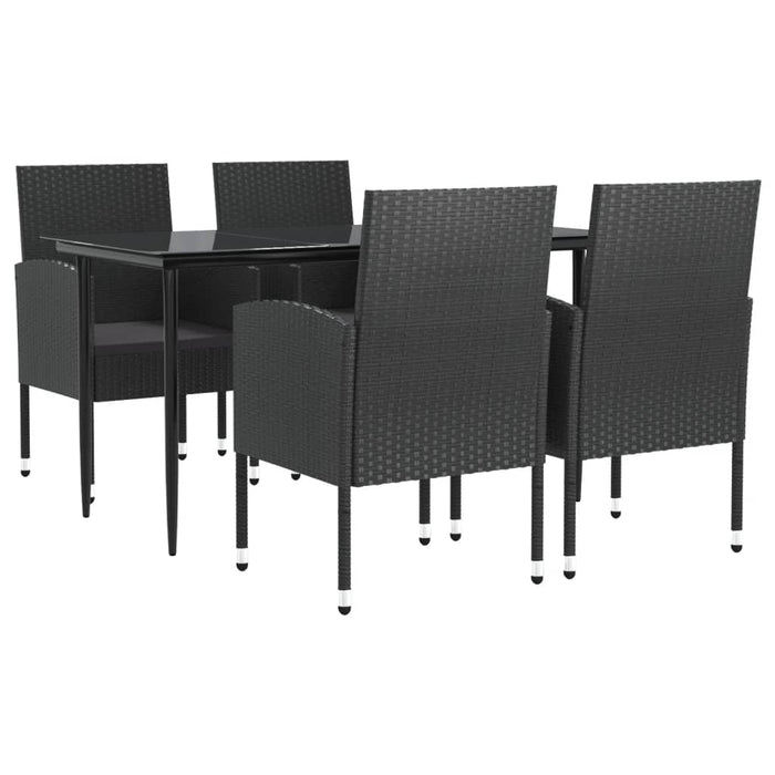 Set mobilier de grădină, 5 piese, negru, poliratan și oțel WALTI