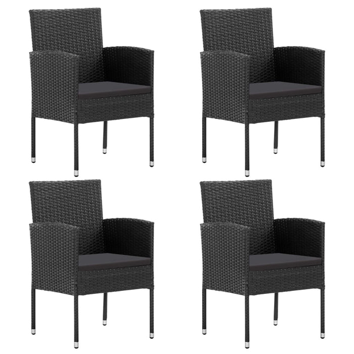 Set mobilier de grădină, 5 piese, negru, poliratan și oțel WALTI