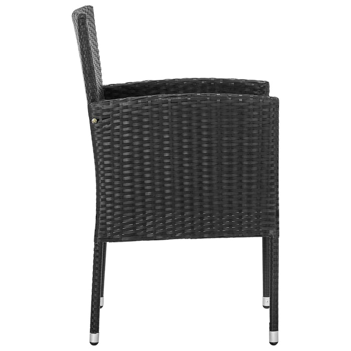 Set mobilier de grădină, 5 piese, negru, poliratan și oțel WALTI