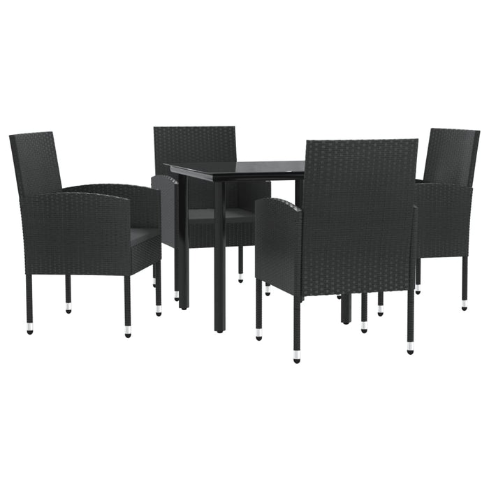 Set mobilier de grădină, 5 piese, negru, poliratan și oțel - WALTI WALTI