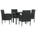 Set mobilier de grădină, 5 piese, negru, poliratan și oțel - WALTI WALTI