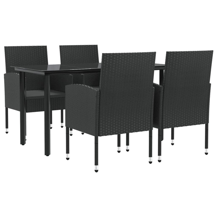Set mobilier de grădină, 5 piese, negru, poliratan și oțel - WALTI WALTI