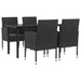 Set mobilier de grădină, 5 piese, negru, poliratan și oțel - WALTI WALTI
