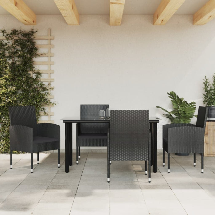 Set mobilier de grădină, 5 piese, negru, poliratan și oțel - WALTI WALTI