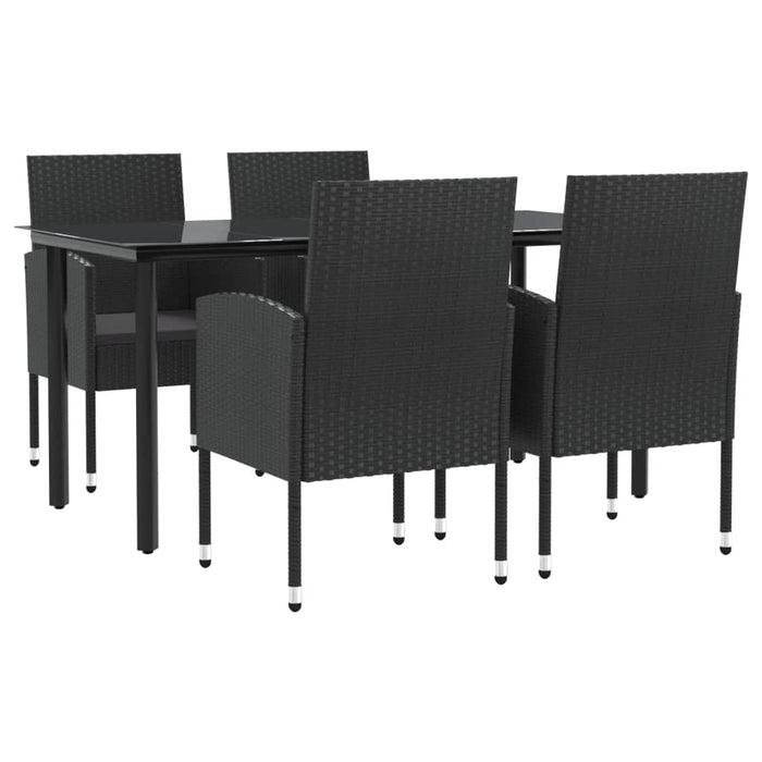 Set mobilier de grădină, 5 piese, negru, poliratan și oțel - WALTI WALTI