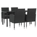 Set mobilier de grădină, 5 piese, negru, poliratan și oțel - WALTI WALTI